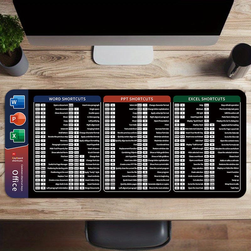 Anti-slip Keyboard Mouse Pad with Shortcut Keys excel/word/ppt/Photoshop/Browser